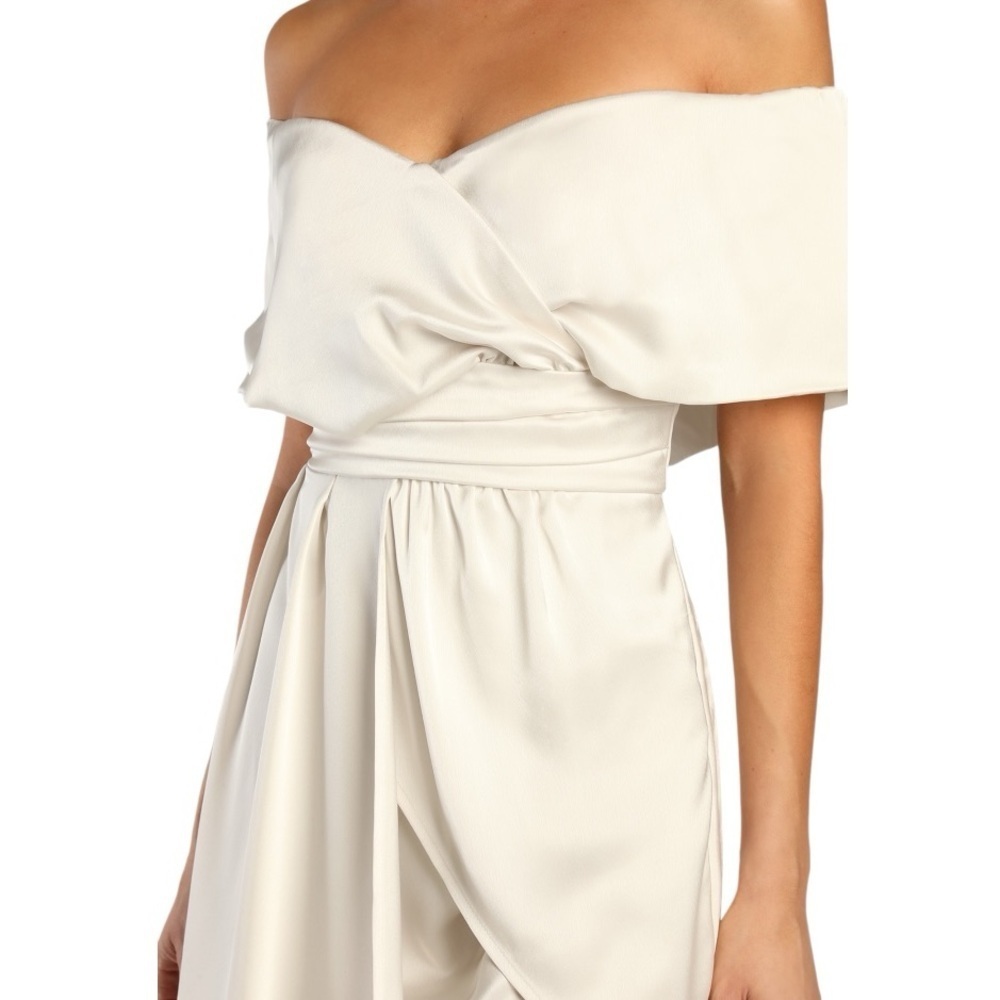 LULUS Always Celebrating Ivory Satin Off-the-Shoulder
Mini Dress S Wedding White - Picture 4 of 12